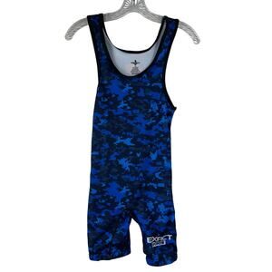 Exxact Sports Blue Camouflage Wrestling Singlet Powerlifting Adult Size Small